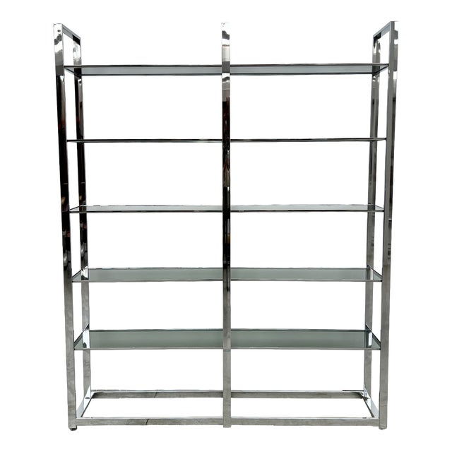 Italian Chrome and Smoked Glass Bookcase, 1970s For Sale