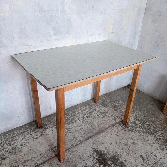 Mid-Century Blue Floral Formica Kitchen Dining Table For Sale - Image 6 of 7