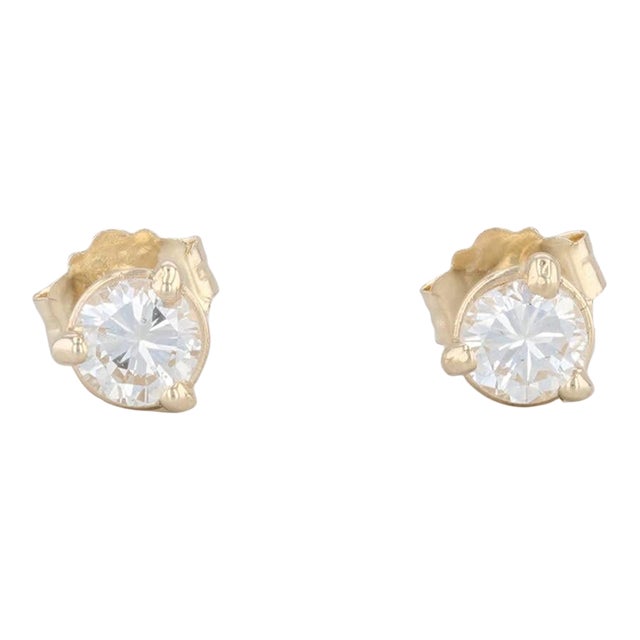New 0.42ctw Diamond Martini Stud Earrings 14k White Gold Round Solitaire Studs - 2 Pieces For Sale