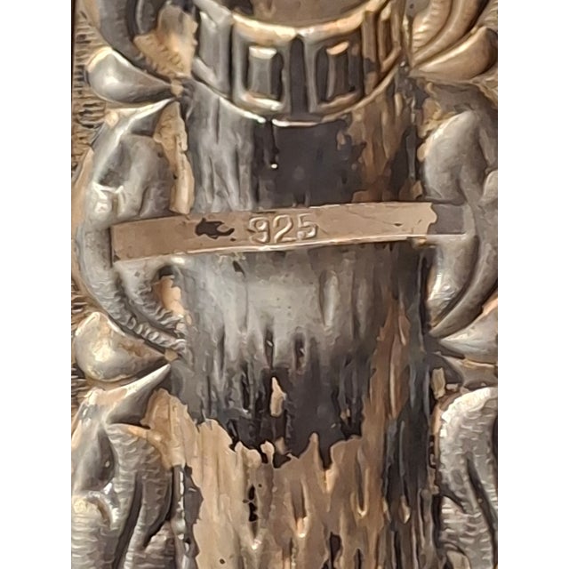 Sterling Silver 925 Repousse Mezuzah Case 6" Bark & Scrollwork For Sale - Image 10 of 13