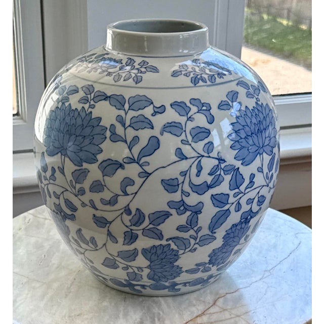 Chelsea House Inc Blue and White Chinoiserie Porcelain Vase For Sale - Image 4 of 6