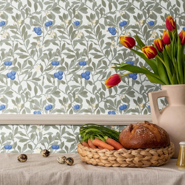 English Arbutus Wallpaper - Cobalt For Sale - Image 3 of 3