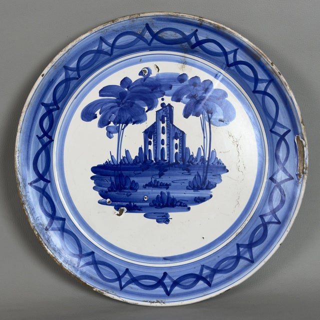 Large Hand Painted Majolica Plate, 1900s For Sale - Image 11 of 11