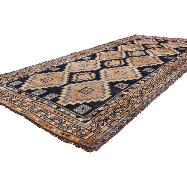 79716 Antique Persian Shiraz Rug, 04'03 x 09'02. The Nomadic Legacy: An Antique Persian Shiraz Masterpiece of Tribal...
