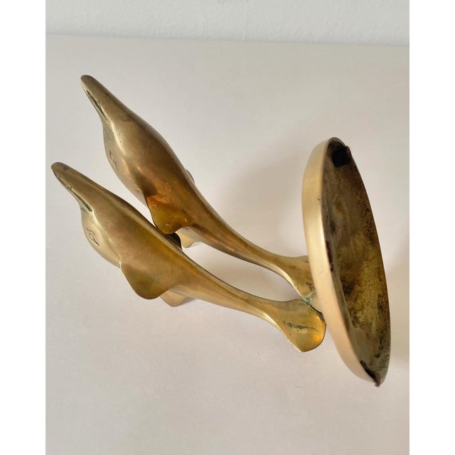 Brass Mid-Century Brass Dolphins Leaping For Sale - Image 8 of 8