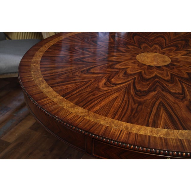 Brown Formal Inlaid Mahogany Dining Table or Center Table With Drawers. Finely Carved Edge by Theodore Alexander For Sale - Image 8 of 12
