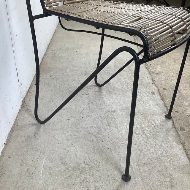 Metal Vintage Wrought Iron & Woven Reed Dining Chair in the Style of Brown Jordan For Sale - Image 7 of 12