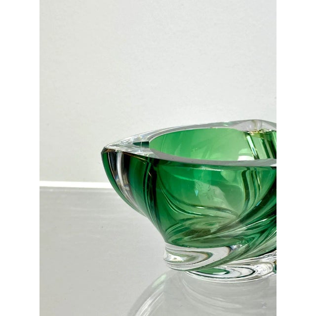 Vintage Green Swirl Murano Ashtray by Val Saint Lambert, 1960s For Sale - Image 6 of 8