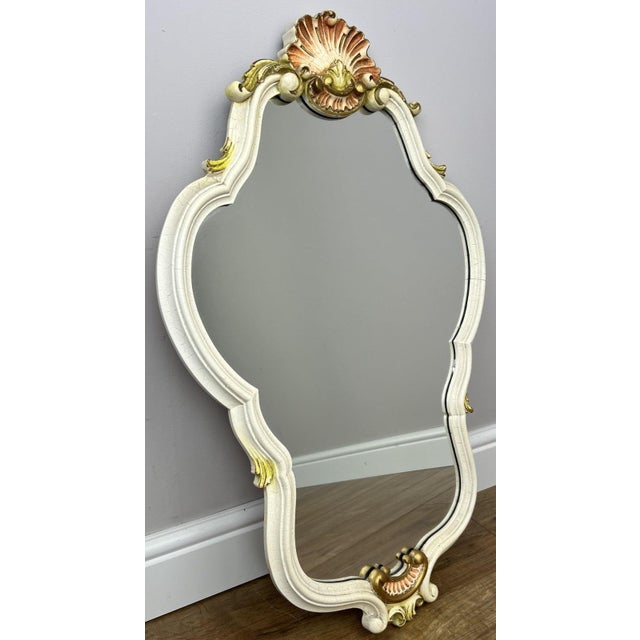 White Vintage French Shabby Chic Ornate Wall Mirror For Sale - Image 8 of 11