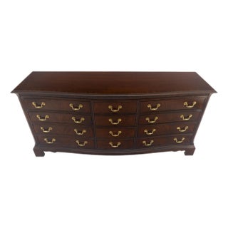 Drexel Mahogany Banded Top Brass Pulls 12 Drawers 75" Long Dresser Credenza MINT For Sale