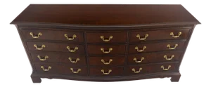 Drexel Mahogany Banded Top Brass Pulls 12 Drawers 75" Long Dresser Credenza MINT
