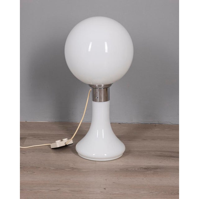 Vintage Italian Table Lamp in White Glass, 1970s For Sale - Image 12 of 12