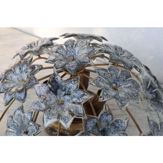 1970s Large Murano Vintage Ceiling Light Black Flowers For Sale - Image 14 of 17
