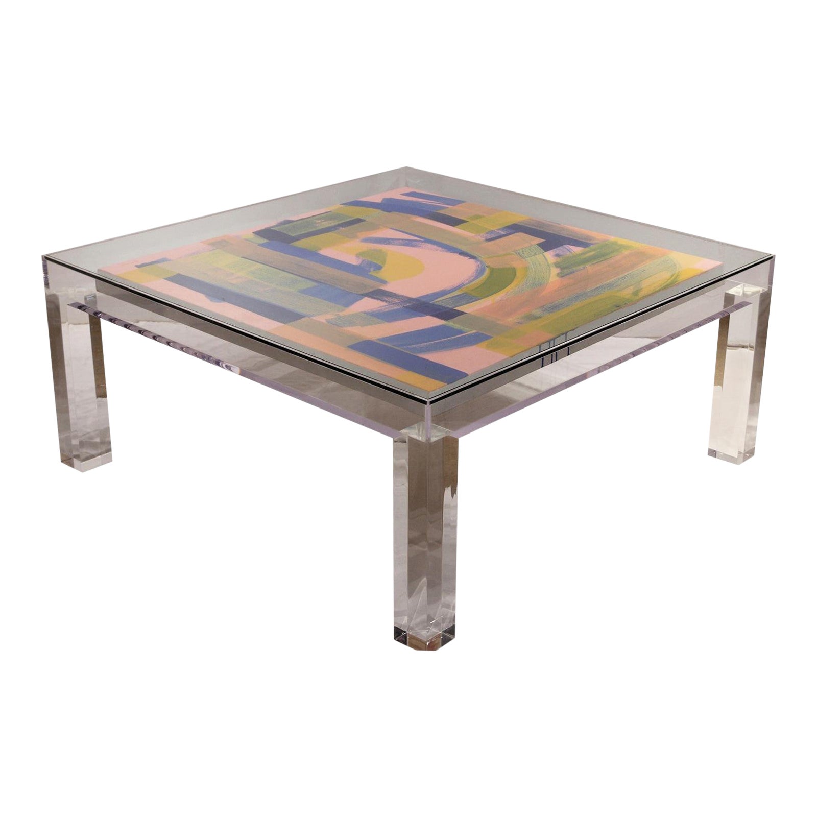 Custom Modern Glass Top Clear Lucite Display Coffee Table Chairish