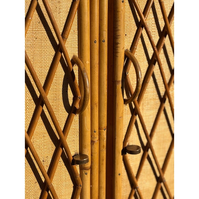 Mid-Century Modern French Bamboo Wicker Wardrobe, 1970 For Sale - Image 8 of 9