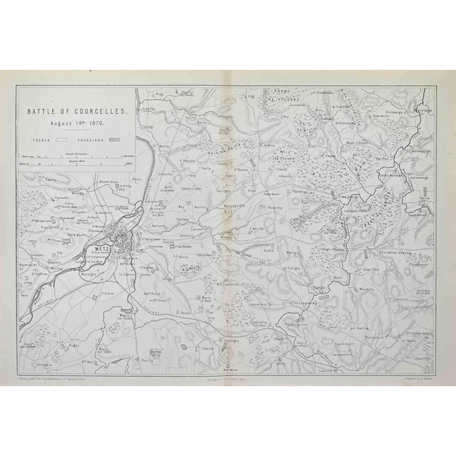 Battle of Courcelles is a map realized by R. Walker. Lithograph, printed in 1872 by Milliam Mackenzie, London. Good...