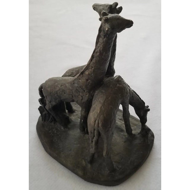 1972 Austin Productions Giraffe Chalkware/Plaster Sculpture Bronzetone Brutalist For Sale - Image 10 of 13