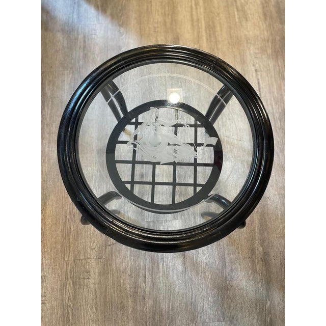 Round Coffee Table in Ebonized Wood and Screen-Printed Glass by Paolo Buffa, 1940 For Sale - Image 14 of 15