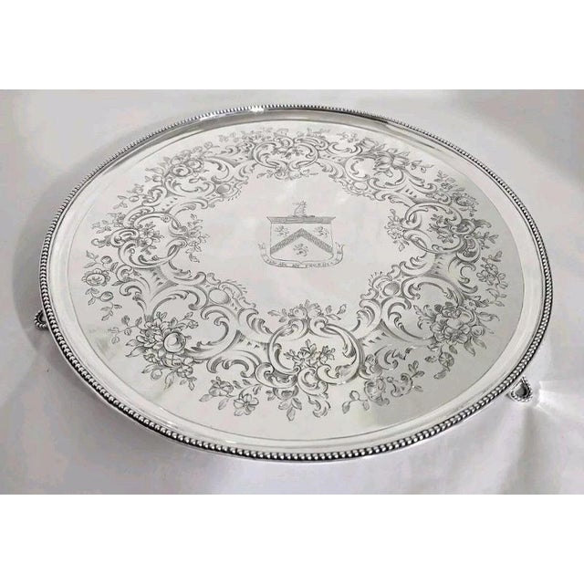 18th Century Late 18th Century George III Sterling Silver Waiter, 1785 For Sale - Image 5 of 18