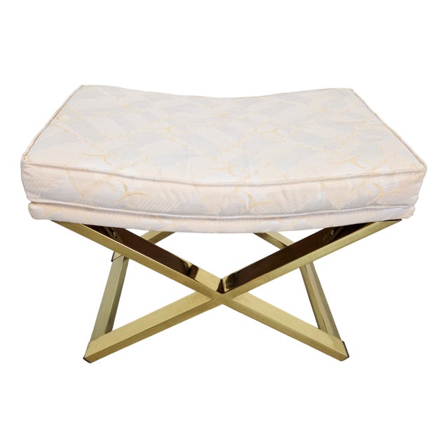 Vintage Regency Brass Cross Stool, Italy, 1970s For Sale