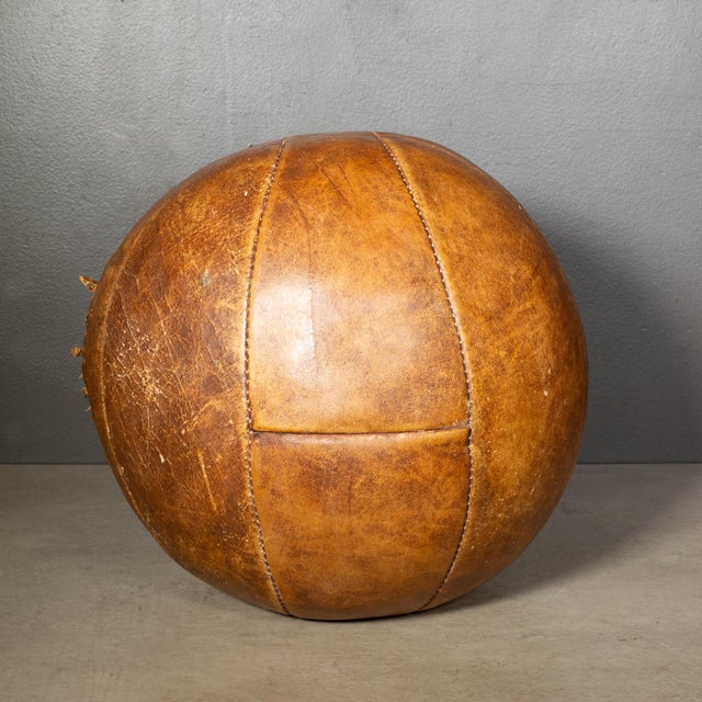 Early 20th Century Antique Leather Medicine Ball c.1940 For Sale - Image 5 of 8