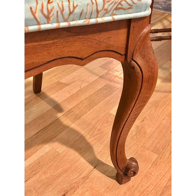 1964 French Style Louis XV Armchair With Caned Back and Thibaut “Coral Gables” Upholstered Seat For Sale - Image 9 of 14