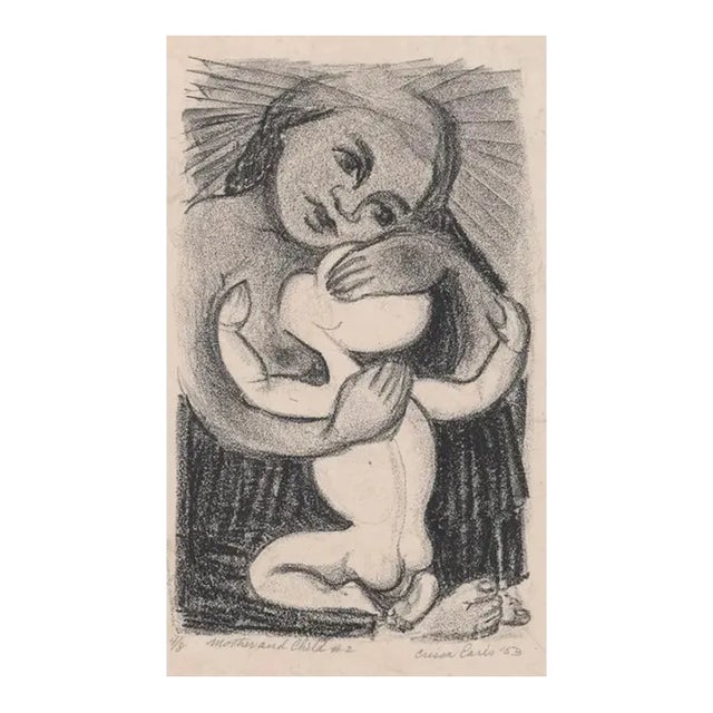 1953 Crissa Caris Mother and Child Lithograph For Sale