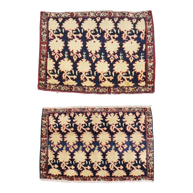 Early 20th Century Zabihi Collection Persian Jozan Sarouk Rugs - A Pair - 1'8" x 2'6" For Sale