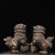 Pair of Vintage Chinese Gilt Bronze Foo Dogs – Buddhist Guardian Lions With Brocade Ball For Sale - Image 4 of 11