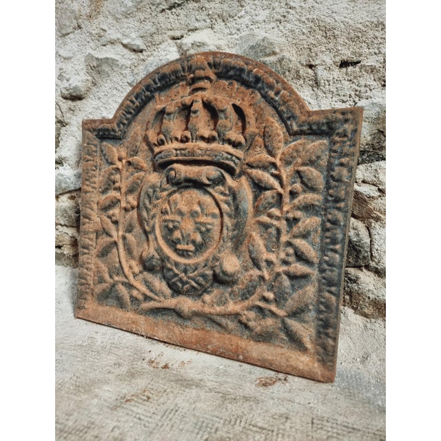 Late 17th Century French Cast Iron Fireback with Crowned Crest For Sale - Image 11 of 11