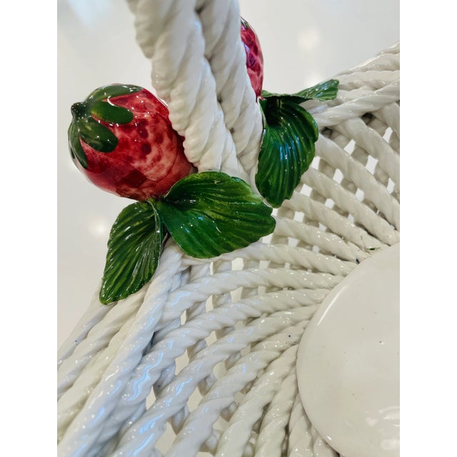 Majolica Basket - Italian Ceramic White Woven Pottery Basket For Sale - Image 11 of 12