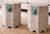 Chinese Octagonal White Washed Side Tables W/ Verdigris Hardware - Pair For Sale - Image 4 of 7