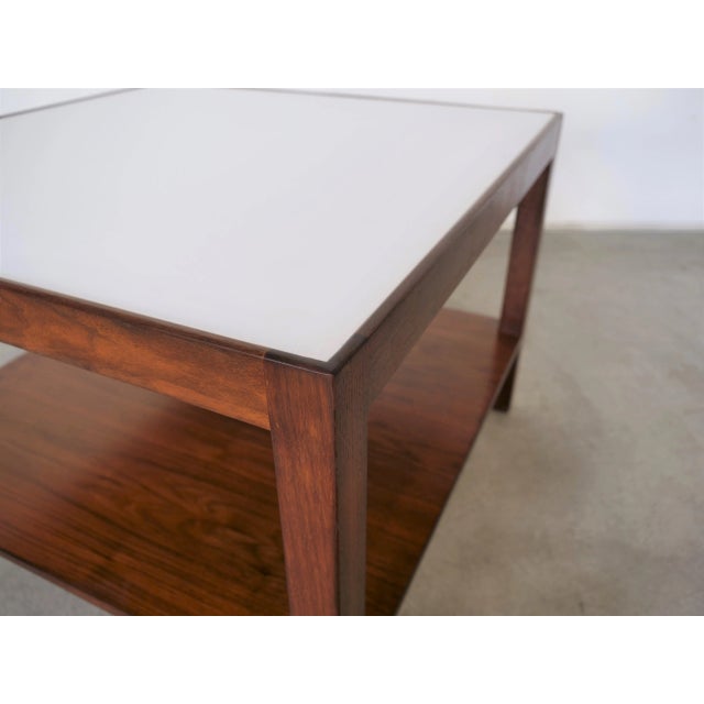 1960’s Mid-Century Modern Two-Tiered Walnut and White Formica Coffee Table For Sale - Image 9 of 12