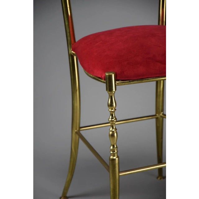 Metal Brass and Red Velvet Chiavari Chair, 1950 For Sale - Image 7 of 13