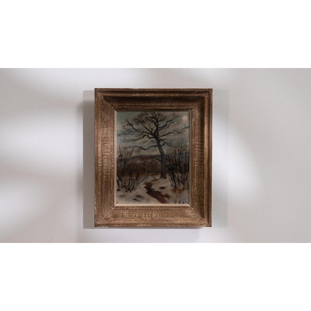 Early 20th Century Belgium Light Gray Canvas Painting For Sale - Image 4 of 15