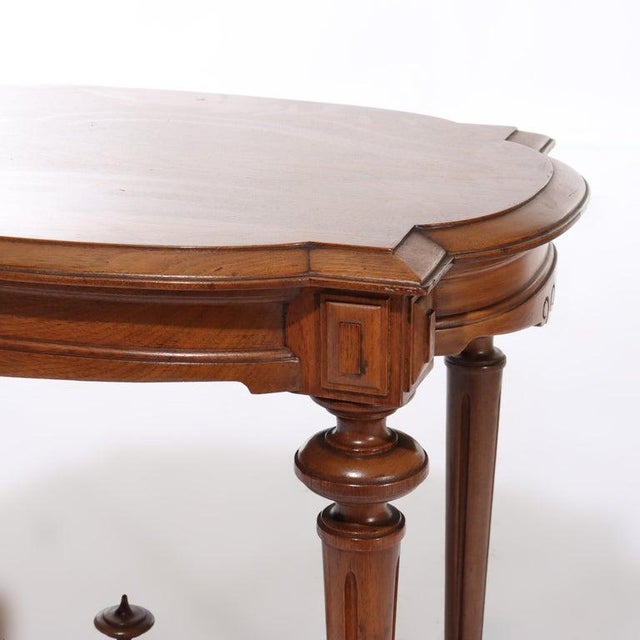 Antique Renaissance Revival Walnut Turtle Top Side Table C1890 For Sale - Image 6 of 10