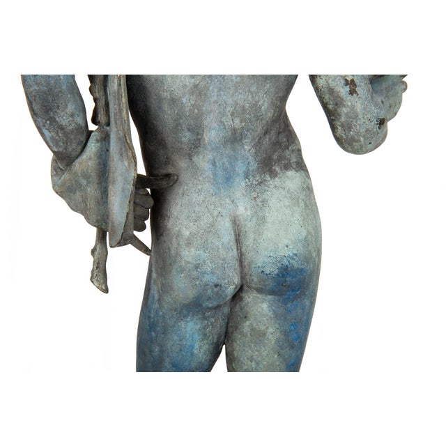 Fine Italian Grand Tour Antique Bronze Sculpture Statue of Narcissus of Pompeii For Sale - Image 17 of 18