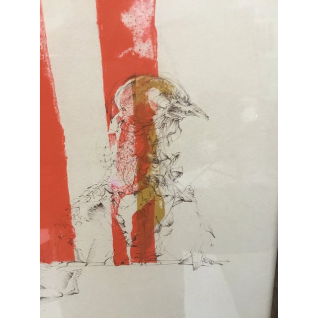 1970s Vintage Surrealistic Lithograph “Flag & Skeleton” by H. Truss For Sale - Image 4 of 13