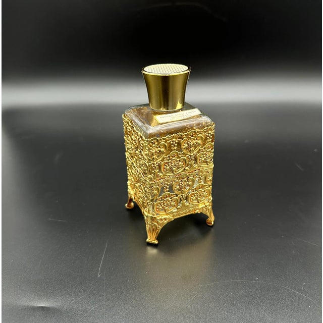 Metal Vintage Hollywood Regency Ormolu Filigree Gold Gilt Vanity Accessories Set Perfume Bottles & Soap Dish 3 Pieces For Sale - Image 7 of 12