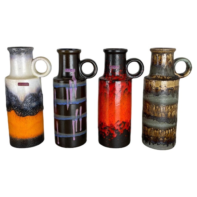 Vintage Fat Lava Pottery Vases by Scheurich, Germany, 1970s, Set of 4 For Sale