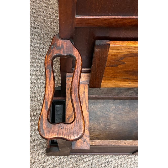 Antique English Oak Hall Tree With Lift Top Seat, Umbrella Drip Trays, Mirror & Coat Hooks c.1920 For Sale In San Francisco - Image 6 of 8
