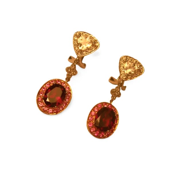 Add a touch of vibrant elegance to your collection with these 14K White and Rose Gold Gemstone and Diamond Earrings . Each...