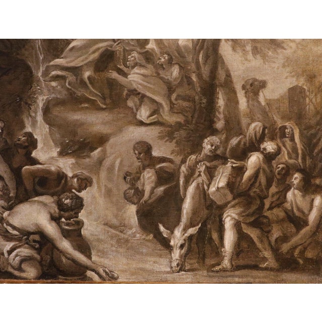 Roman School Artist, Moses Makes Water Flow from the Rocks, 1600s, Oil on Canvas For Sale - Image 6 of 16