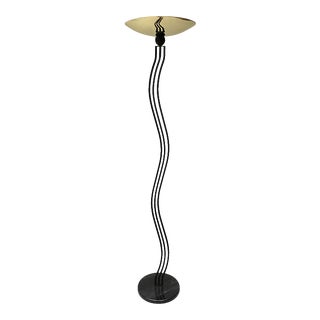 Vintage Postmodern Memphis Wavy Squiggle Torchiere Floor Lamp For Sale