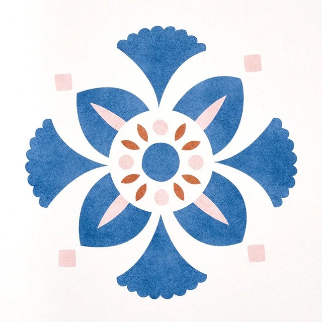 Modern Schumacher Willard House Stencil Wallpaper in Blue For Sale - Image 3 of 4