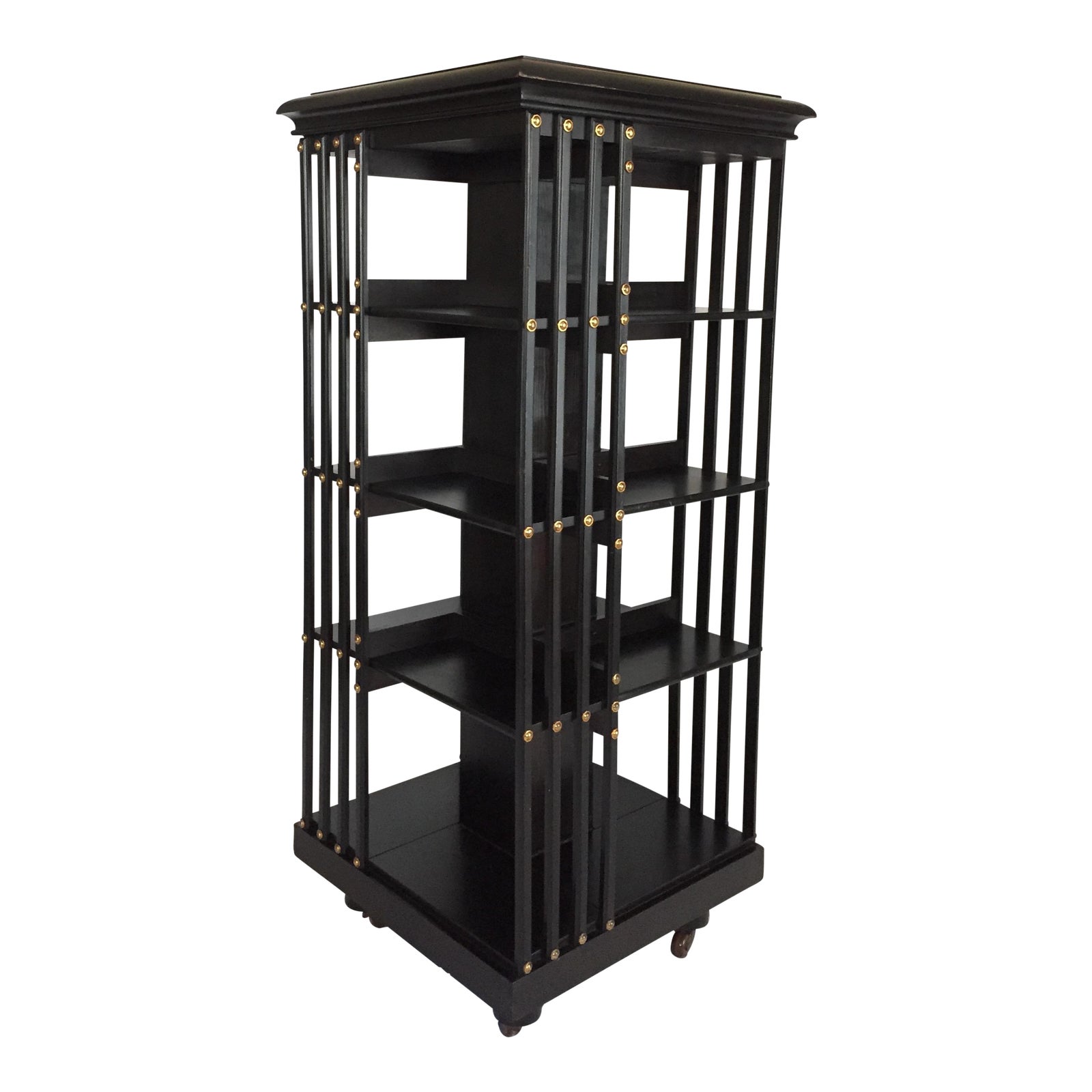 Late 19th Century English Empire Style Revolving 4 Tier Bookshelf