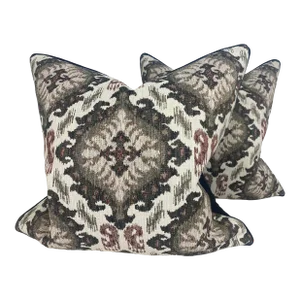 Contemporary Starburst Pattern Plush Chenille European Square Pillows- a Pair