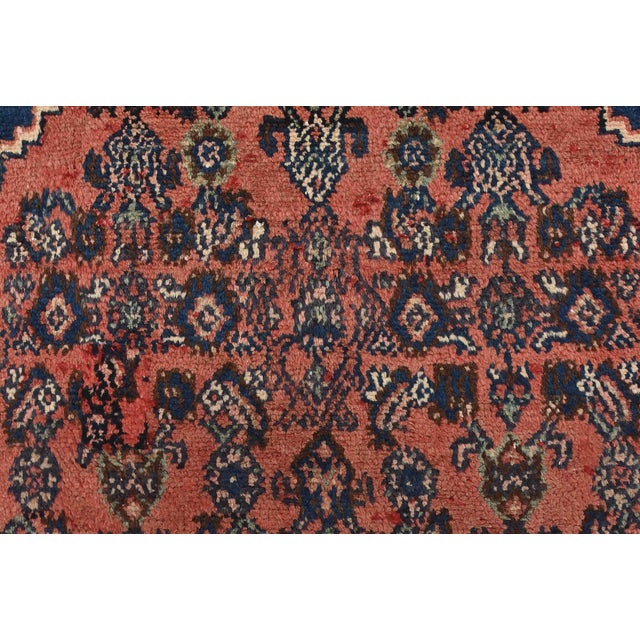 Hamedan Runner 3’7” X 9’6” Pink Wool Semi-Antique Tribal Hand-Knotted Rug For Sale - Image 9 of 15