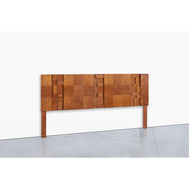Wood Vintage Brutalist “Staccato” Walnut King-Size Headboard by Lane For Sale - Image 7 of 11