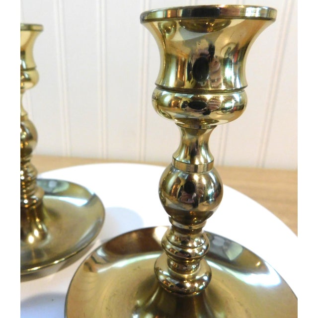 Vintage Baldwin Brass Candlestick Holders: 200th Anniversary Pair For Sale In Providence - Image 6 of 14